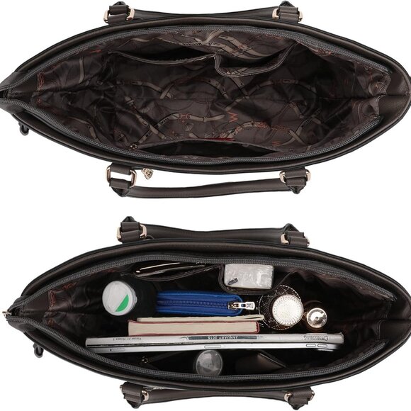 3PCS Women Purses Set Tote Bag Wallet Satchel Leather Zipper Gift - Picture 6 of 6